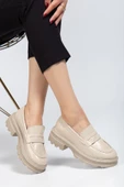 746-759 Bej Yanki Yüksek Tabanlı Loafer Ayakkabı - 1