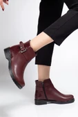 165-204/1 Bordo Kroko Toka Aksesuarlı Fermuarlı Günlük Kadın Bot - 1