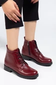 165-225 Bordo Yanki Bağcıklı Fermuarlı Günlük Kadın Bot - 1
