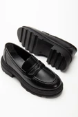 746-759 Siyah Yanki Yüksek Tabanlı Loafer Ayakkabı - 5