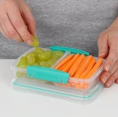 Sistema To Go 2 Bölmeli Saklama Kabı, 350 Ml, Bpsız Mikrodalga ve Bulaşık Makinesi Uyumlu, Şeffaf Mavi Kapaklı - 2