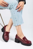 746-759 Bordo Yanki Yüksek Tabanlı Loafer AyakkabI - 1