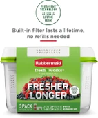 Rubbermaid FreshWorks Saver, Orta Boy Saklama Kapları, 2'li Paket, 7,2 Fincan, Şeffaf, 2 Adet - 2