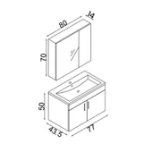 Teta Home Yalova 80 Cm Mdf Banyo Dolabı Seti  Antrasit-Beyaz thumbnail 4