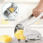 Çelik Patates Dilimleyici - Çok Fonksiyonlu Patates Dilimleyici, Sebze Doğrayıcı & Rendeli Ayarlanabilir Bıçak ile Düzgün Dilimler (5224) AZ-522489GTA17020 thumbnail 4