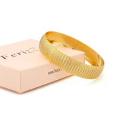 Altın Kaplama Düz Çizgili Noktalı İmitasyon Bilezik- BLZ-3105 thumbnail 4