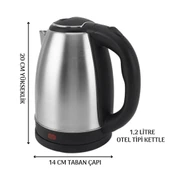 Crown CRW-7105 1,2L Otel Tipi Kettle 1500 Watt thumbnail 2