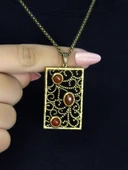 Doğal Taş Akik 3'lü Doğal Taşlı Antik Kadın Kolye euk45a thumbnail 1