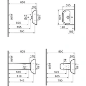 Lavabo 45 cm 5500L003-0001, Yarım Ayak 5281L003-7201 thumbnail 4