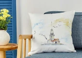 Karaca Home Kız Kulesi Ekru Desenli İç Dolgulu Kırlent 45 45 cm Şık Ve Keyifli Dekoratif Yastık thumbnail 2