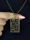 Doğal Taş Ametist 3'lü Doğal Taşlı Antik Kadın Kolye euk45amt thumbnail 2