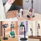 Masa Üstü Tablet ve Telefon Tutucu Plastik Aparat Siyah Telefon Standı-Findit thumbnail 2