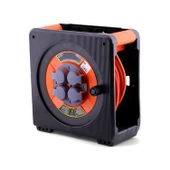 Seyyar Makaralı 3x2.5 mm 20 Mt CCA Uzatma Kablosu Kapaklı 4 Prizli Monofaze Termal Sigortalı Plastik thumbnail 5