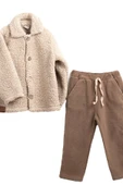 Erkek Çocuk Welsoft Kumaş 2'li Takım (Düğmeli Hırka+Polar Alt) 12375 - 3