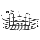 Kendiliğinden Yapışkanlı Montaj Gerektirmeyen Tek Katlı Banyo Askı Köşe Şampuanlık Siyah-Findit thumbnail 5