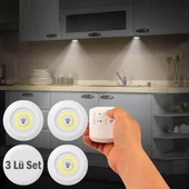 Uzaktan Kumandalı Yapışkanlı Kablosuz Pilli LED 3’lü-Findit thumbnail 4