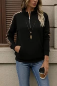 MDB Kadın Uzun Kollu Balıkçı Yaka önden Fermuarlı Polar Bluz thumbnail 3