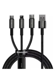 Baseus Tungsten Gold 3 In 1 Usb To Type C, Lightning, Micro Şarj Data Kablosu thumbnail 1