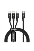 Hızlı Stok Baseus Rapıd 3ın1 20w 120 Cm Şarj Kablosu Siyah Giriş:type-c Çıkış:type-c, Lıghtnıng, Mıcro Usb Caml thumbnail 1