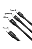 Baseus 1.5 Metre 20w 3in1 Type C, Iphone Lightning Ve Micro Ultra Hızlı Şarj Ve Data Kablosu thumbnail 2