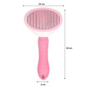 Kedi Köpek Tüy Toplayıcı Kendini Temizleyebilen Ergonomik Saplı Evcil Hayvan Tarağı Pembe-Findit thumbnail 5