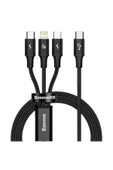 Baseus 1.5 Metre 20w 3in1 Type C, Iphone Lightning Ve Micro Ultra Hızlı Şarj Ve Data Kablosu thumbnail 1
