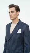 Plus Scorpion Lacivert Çizgili Erkek Kruvaze Blazer Ceket – İtalyan Kesim, Modern ve Klasik Şıklık thumbnail 2
