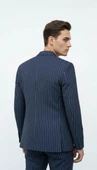 Plus Scorpion Lacivert Çizgili Erkek Kruvaze Blazer Ceket – İtalyan Kesim, Modern ve Klasik Şıklık thumbnail 5