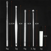 6 Parça Paslanmaz Çelik Kulak Balmumu Toplayıcı Çıkarıcı Temizleyici Bakımı Çubuk Seti-Findit thumbnail 3