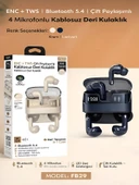 2x Bluetooth Kulaklık BT5.4 IPX4 Su Geçirmez ENC+TWS Dijital Göstergeli 4 Mikrofonlu Deri Tasarım thumbnail 6
