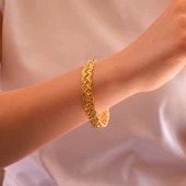 Altın Kaplama Lazerli Örgü Model İmitasyon Bilezik BLZ-3101 thumbnail 2