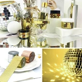 1 Metre Uzunluğunda Gold Renk Aynalı Mozaik Taşlı Dekor Bandı 4 cm x 1 mt-Findit thumbnail 4