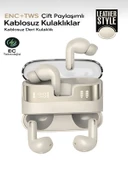 2x Bluetooth Kulaklık BT5.4 IPX4 Su Geçirmez ENC+TWS Dijital Göstergeli 4 Mikrofonlu Deri Tasarım thumbnail 1