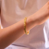 Altın Kaplama Lazerli Örgü Model İmitasyon Bilezik BLZ-3100 thumbnail 2