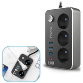 Isıya Dayanıklı Termal Akım Korumalı 2 Mt 10A 2500W 3lü Priz ve 3 Usbi 2.1A Uzatma Kablosu-Findit thumbnail 3