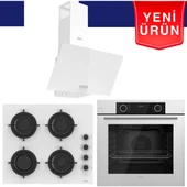 Ferre Yeni Seri Flowart Beyaz Cam Ankastre Set (QBL62CB + CS206-FA + D087) thumbnail 1