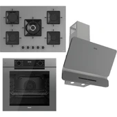 Ferre Fryart-Sılentart Serisi Gri Set (SS038 + QEP63CPR +D082-SA) - Döküm Izgara / 75 cm Ocak thumbnail 1