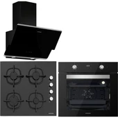 Silverline BO6502B02 - CS5343B01 - 3490 Oslo Siyah Ankastre Set thumbnail 1