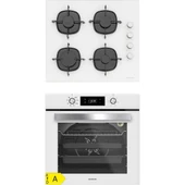 Silverline BO6504W01 - CS5335W01 Beyaz Cam Ankastre Set thumbnail 1