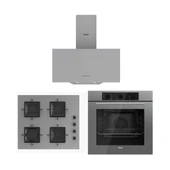 Ferre Gri Cam Ankastre Set (D088 Gri Davlumbaz -SS208 Gri Ocak- QBL62CPR Gri Fırın) thumbnail 1