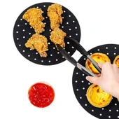 Siyah Isıya Dayanıklı Yıkanılabilir Silikon Fırın Ve Airfryer Yuvarlak Model Pişirme Matı 20 Cm (2818) thumbnail 2