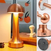 Mantar Model Bronz Renk Şarjlı Dokunmatik 3 Renkli LED Masa Lambası (2818) thumbnail 5