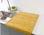 38X45CM AHŞAP BAMBU KESİM PANOSU - KESME TAHTASI TEZGAH ÜSTÜ  KANALLI - KENAR DESTEKLİ (2818) thumbnail 1