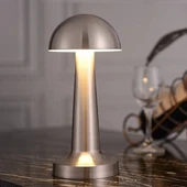 Mantar Model Silver Renk Şarjlı Dokunmatik 3 Renkli LED Masa Lambası (2818) thumbnail 1