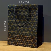 Mini Boy Siyah Gold Yaldızlı Karton Çanta - 1