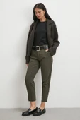 Kemerli Havuç Paça Pantolon Haki thumbnail 3
