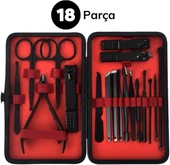 18 Parça Manikür Pedikür Set Kutusu Çelik Deri Çantalı Bakım Seti (2818) thumbnail 1