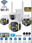 MPI MIZU 18MP WİFİ Güvenlik Kamerası 3 Kameralı Türkçe PTZ Hareketli Gece Görüşlü Akıllı Kamera - 1