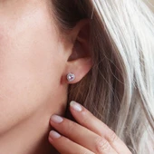 925 Ayar Gümüş Pembe Taşlı Kalp Küpe thumbnail 2