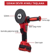 Prohummer PH303 Profesyonel Yeni Kırmızı 4lü Set Makine - 1100Nm Somun Sökme, Kırıcı Delici, 125mm Avuç Taşlama, 13mm Vidalama Matkap thumbnail 5